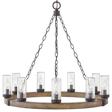 Hinkley Sawyer Medium Nine Light Outdoor Chandelier, Sequoia/Iron Rust