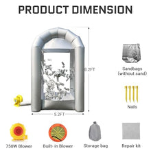 OZIS 8.2x5.2x5.2Ft Inflatable Money Machine Booth with Blower Inflatable Cash Cube Booth for Business Party(Silver)