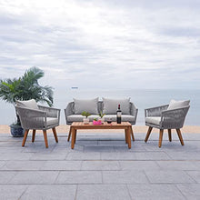 Safavieh Outdoor Velso Rope 4-Piece Patio Set with Cushions Grey/Grey