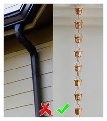 XHsghSEG rain Chain, Copper Downspout Adjustable Length & Cups Multiple Sizes for Villa Deck Pergola(2.4 m (7.8ft))