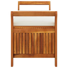 KUTYWEXFM Patio Storage Bench with Cream Cushion 49.6in Solid Acacia Wood