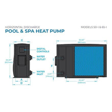 Raypak Crosswind Side Discharge Heat Pump Pool Heater, 61k BTU, Inverter Control, Titanium, Heat/Cool