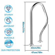 Swimming Pool Safety Hand Rail Pool Handrails Swimming Pool Handrails, Pool Hand Rail 304 Stainless Steel, Easy to Install 250LBS Load Capacity, 3-Bend Spa Safety Rails