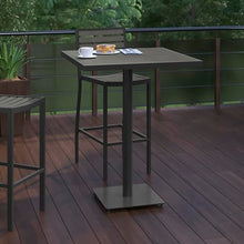 BizChair Commercial Grade Bar Height Patio Table, Indoor/Outdoor Bistro Table with Poly Resin Slats, 30" Square, Gray Wash