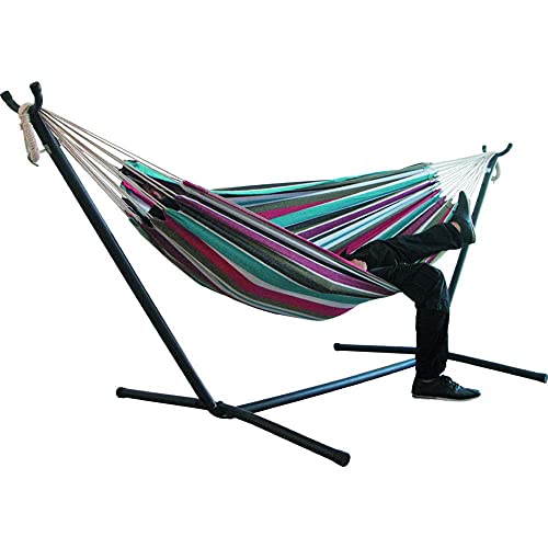 YRHH Portable Outdoor Canvas Hammock Stand, Camping Swing Hanging Bed, Outdoor Garden Furniture Hammock-A||with Support