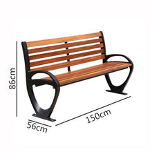 FYorbitH bancas de Patio Exterior Brown Park Outdoor Bench Aluminum Legs Wooden Seat Plank Chair Resting Backrest Bench