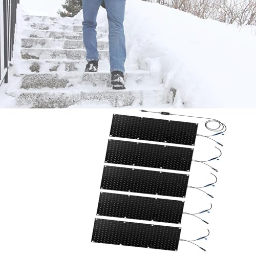 XYWGBMS Snow Melting mats Outdoor Driveway, Snow and Ice Heated Walkway Mats, 2 in/h Melting Speed Winter Outdoor Stairs with Power Cord and Connecting line,5 Pcs-40x200cm/15.7x79in