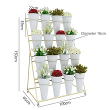 Flower Display stand s with Flower Buckets, Movable Plant Cart Shelf Cut Flowers Container Shelf, Metal Mobile Florist Bouquet stand for Flower Shop, Wrought Ir（Black Frame White Bucket-100×65×150cm）