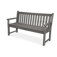POLYWOOD Traditional Garden Bench, 3-Person, 48 Inch Wide, Outdoor Patio Bench, Composite Furniture for Porch, Dock, Slate Grey