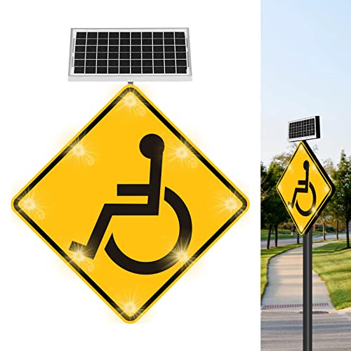 Generic 24'' Solar Powered LED Handicapped Crossing Sign Yellow