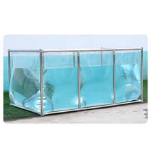 Aquarium Pool Pond with Transparent Clear Viewing Panel and Drain Valve, PVC Canvas Fish Pond with Steel Frame, Large Collapsible Outdoors Tarpaulin, for Fish and Shrimp Breeding(Clear,1x1x0.7m)