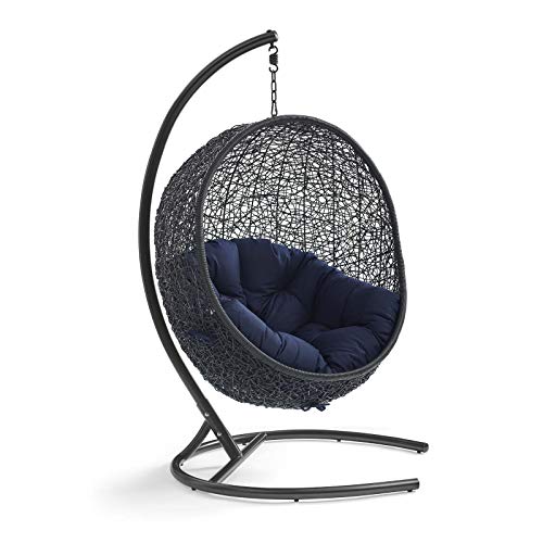 Modway EEI-739-NAV-SET Encase Swing Outdoor Patio Lounge Chair, With Stand, Navy