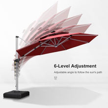 OROTLECT 12’ Round Lighted Patio Umbrella With Base And Umbrella Cover,Red