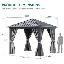 YITAHOME 10X10FT Metal Hardtop Gazebo Outdoor Patio Canopy Gray