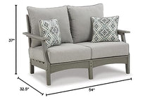 Signature Design by Ashley Outdoor Visola Patio Loveseat with Nuvella Throw Pillows Grey