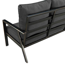 Oakland Living Black Aluminum Patio Deep Seating Outdoor Two Seater Loveseat with Black Cushions
