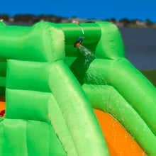 Blast Zone Crocodile Isle Inflatable Water Park with Dual Slides Green/Blue