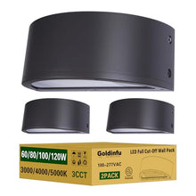 120W Full Cutoff LED Wall Pack Light 2Pack, 3000/4000/5000K 3CCT, 60/80/100/120W Selectable, Commercial Half Moon Wall Pack Lights Outdoor LED Wall Lights for Building Parking,100-277V,ETL Listed