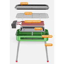 NEWCES Barbecue Desk Indoor Outdoor Electric Carbon Barbecue Grill Electric BBQ Smokeless Grill with Legs 1800W Adjustable Thermostat Removable Washable Plates 18.5 X 9.8 Green Tabletop Barbecue