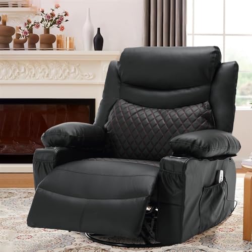 Electric Oversized Recliner Chair with Massage, Power Swivel Rocker Recliner for Living Room Home Theater, Comfort Glider Reclining Lounge Sofa for Adults