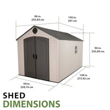 Lifetime 6402 Outdoor Storage Shed, 8 by 12.5 Feet; 2 windows