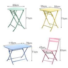 JKSVTF 3 Pcs Folding Bistro Set, Modern Home Antiqued Iron Table and Chairs Set, Square Bar Table, Decoration Garden Table and Chair