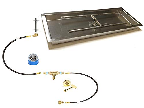 EasyFirePits Pre-Plumbed Natural Gas/Propane Fire Pit Linear Burner Pan & Full Combo Connection Kit (28.00, 20" H-Burner PAN 28X10 in)