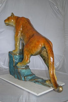 NIFAO Mountain Lion, Cougar Medium Bronze Statue, 55" L x 20" W x 40" H