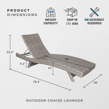 Lexicon Wicker Outdoor Lounge Chairs Set of 2 - Outdoor Lounger, Aluminium Frame, 3 Position Adjustable Backrest Patio Chaise Lounger for Garden, Backyard, Patio Poolside Lawn, Gray