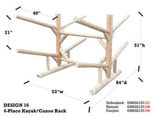Log Kayak Rack 4 Place Natural Finish