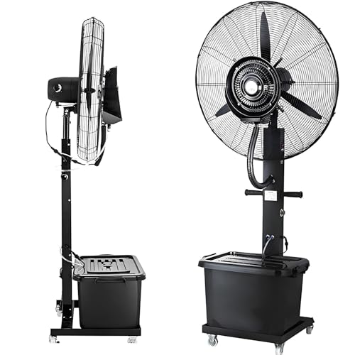 USZWBY 30" Outdoor Oscillating Misting Fan - High-Velocity Spray Fan with 42L Water Tank, 3 Speed Settings, Industrial Cooling Floor Fan for Patio & Commercial Use (650Mm/26In)