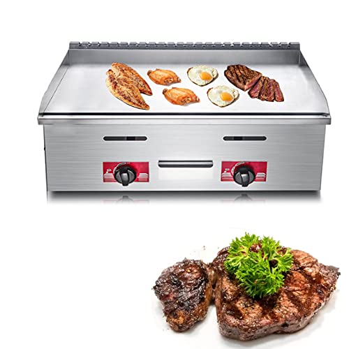 Stainless Steel Gas Burner Tabletop Gas BBQ, Portable Table Ttop Grill, Large Non-Stick Steel Griddle, Teppanyaki Cooking Plate, Our Plancha is Ideal for Outdoor Catering, Easily Transported,720b