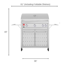 Fuego F36S-Pro All 304SS w/Lights & Rear Burner Free Standing Gas Grill, Stainless Steel