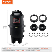 VEVOR 2026 PRO Cartridge Pool Filter Tank & Element for Above Ground & Inground Pools, Large 320-325Sq. Ft Cleaner System Compatible W/Pumps 2 to 2.5 HP| Up to 11769 GPH for Pools Up to 94150 Gallons