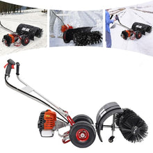 52CC 2.5HP Gas Powered Walk-Behind Sweeper, 2-Stroke Single Cylinder Artificial Grass Brush for Driveway, Turf & Snow Cleaning, 8500-10500 RPM Commercial Grade Broom