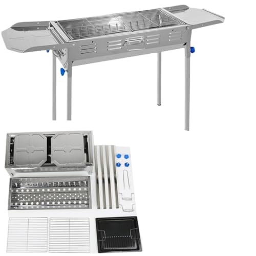 HBJWOV Outdoor Household Stainless Steel Barbecue Rack Folding Charcoal Barbecue Stove Independent Carbon