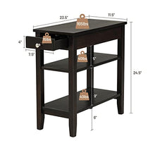 NRFJFOP 3-Tier Side End Table with Drawer Shelf Narrow Nightstand
