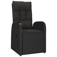 LKJVFCPW 9 Piece Outdoor Dining Set, Black Poly Rattan Patio Furniture with Adjustable Chairs and Acacia Wood Tabletop, Garden Seating for 9