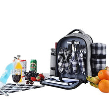 Picnic Backpack with Blanket Soft Cooler Compartment Bottle Holder Waterproof Picnic Bag for Outdoor Hiking Backpacking Traveling