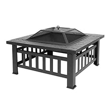 Garden Fire Pit Grill Bowl Grill Barbecue Rack Outdoor Fire Pit Garden Brazier Portable Courtyard Large Fire Bowl Cast Iron Fire Garden Outdoor for Patio Terrace Camping, Black 82x82x44cm (Bl