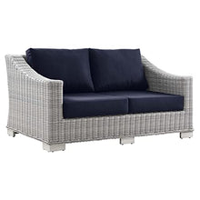 Modway EEI-5091-NAV Conway 4-Piece Outdoor Patio Wicker Rattan Furniture Set, Light Gray Navy