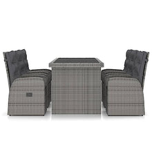 LKJVFCPW 7-Piece Outdoor Patio Dining Set with Reclining Chairs, Poly Rattan Garden Furniture Table and Cushion Set, Gray