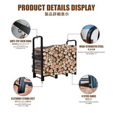 Firewood Log Holder - Durable Metal Wood Storage Rack for Indoor/Outdoor Use, Ideal for Fireplaces, Gardens, Patios, and Yards - Efficient Firewood Storage Solution (240*120*30CM/94.5*47.2*11.8in
