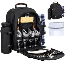 WJJDLLNP 4-Person Picnic Backpack Portable Outdoor Camping Ice Bag With Refrigerated Compartment Tableware Set