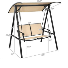 BENGAOTH-O Outdoor Benches, Outdoor Swing Weather Resistant Porch Swing Adjustable Canopy Steel Frame Outdoor Modern Canopy Swing Handrail,for Patio,Park,Lawn(Coffee)