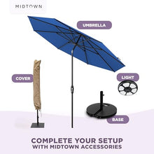 Midtown Umbrellas Swilt - 9 Ft Patio Umbrella, Dark Blue Canopy