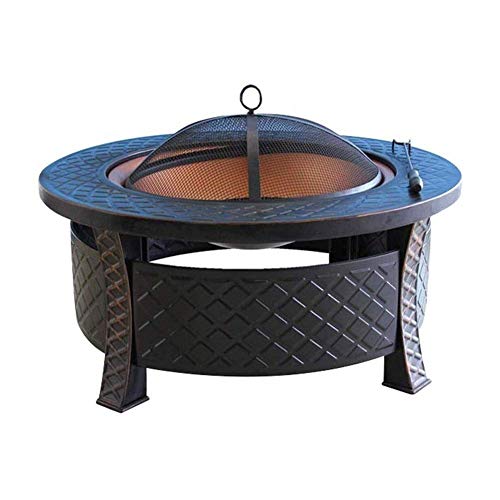 Outdoor Fire Pits Home Fire Pit - Large Bonfire Wood Burning Patio & Backyard Firepit for Outside with Round Spark Screen, Fireplace Poker and Metal Grate Feito na China