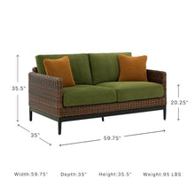 Signature Design by Ashley Horizon Hall Casual Outdoor Loveseat with Cushion, UV-Resistant Nuvella Fabric, Resin Wicker & Aluminum Frame, Ideal for Deck or Lanai Furniture, Green & Dark Brown