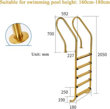Gold Pool Ladder, 304 Stainless Steel Underground Swimming Pool Stairs,Preventing Slips Steps, Pool Handrail Ladder 3/4/5/6 Steps, Easy Install
