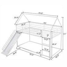 Brisca Metal Twin Size House Bed with Roof and Slats Support White